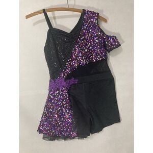 Weissman Sequin Jazz Dance Costume - Black/Purple XLC Extra Large Child